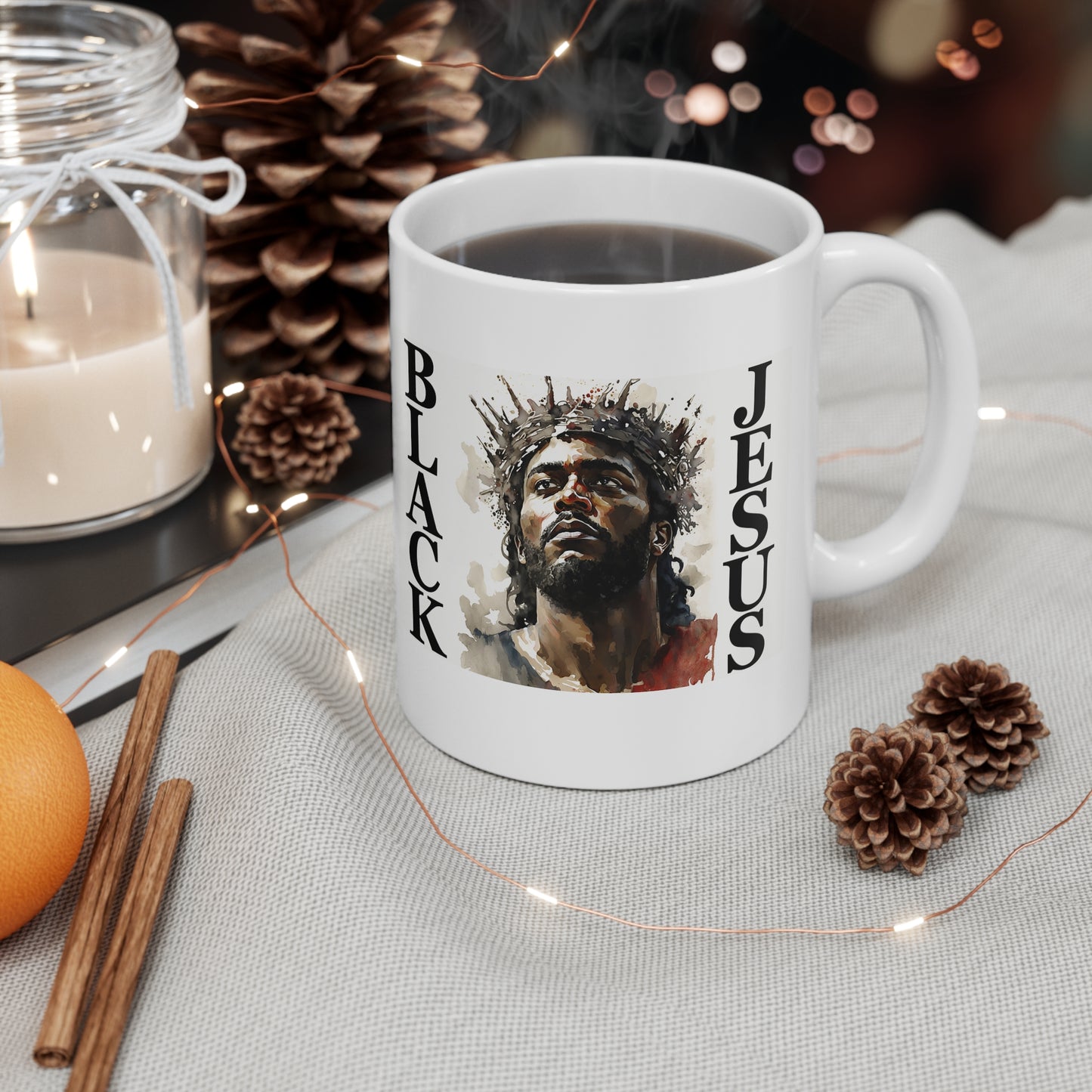 Black Jesus, Ceramic Mug 11oz (Double Sided)